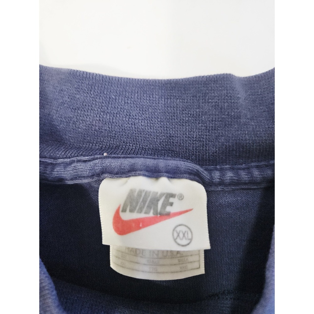 Vintage 90s Nike White Tag Embroidered Logo Navy Blue Mockneck Shirt Size XXL - Picture 5 of 7